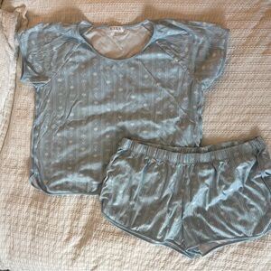 LAKE Short Pajamas French Watercolor Blue Stems XL